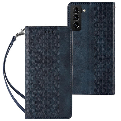 Magnet Strap Case Case for Samsung Galaxy S22 + (S22 Plus) Pouch Wallet + Mini Lanyard Pendant Blue — Hurtel