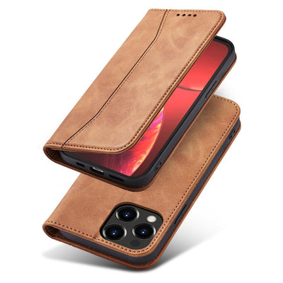 Magnet Fancy Case Case for iPhone 13 Pro Max Pouch Card Wallet Card Holder Brown — Hurtel