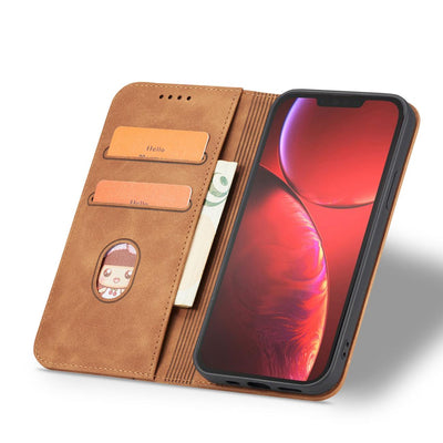 Magnet Fancy Case Case for iPhone 13 Pro Max Pouch Card Wallet Card Holder Brown — Hurtel