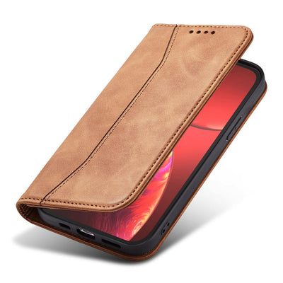 Magnet Fancy Case Case for iPhone 13 Pro Max Pouch Card Wallet Card Holder Brown — Hurtel