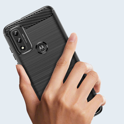 Carbon Case Flexible Cover Sleeve Motorola Moto G Play 2022 black — Hurtel