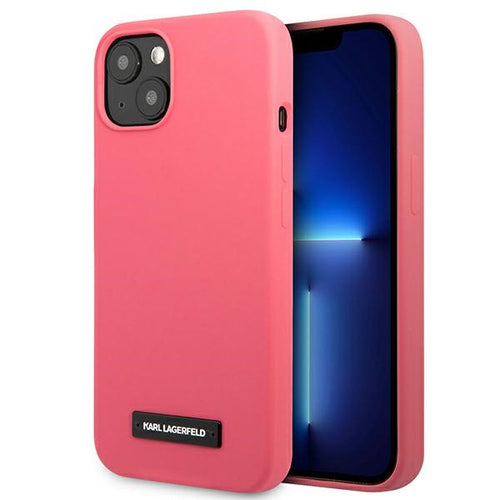 Karl Lagerfeld Silicone Plaque Case for iPhone 13 mini - Fuchsia