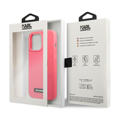 Karl Lagerfeld Silicone Plaque Case for iPhone 13 Pro Max - Fuchsia