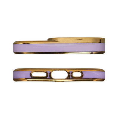 Fashion Case Case for Samsung Galaxy A12 5G Gold Frame Gel Cover Purple — Hurtel