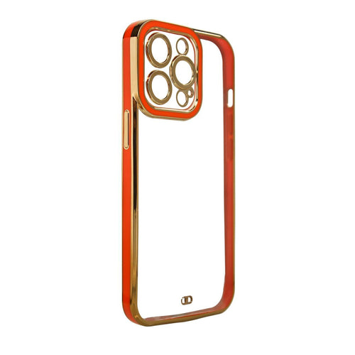 Fashion Case for iPhone 12 Gold Frame Gel Cover Red — Hurtel
