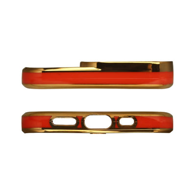 Fashion Case for iPhone 12 Pro Max Gold Frame Gel Cover Red — Hurtel