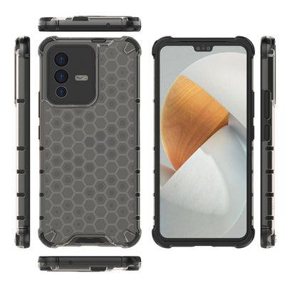 Honeycomb case armored cover with a gel frame Vivo V23 5G black — Hurtel