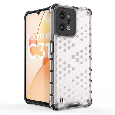 Honeycomb case armored cover with a gel frame Realme C31 transparent — Hurtel