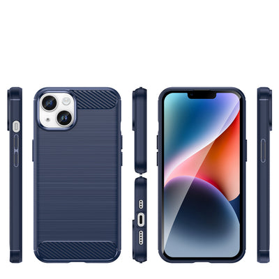 Carbon Case for iPhone 14 Plus flexible gel back cover blue — Hurtel