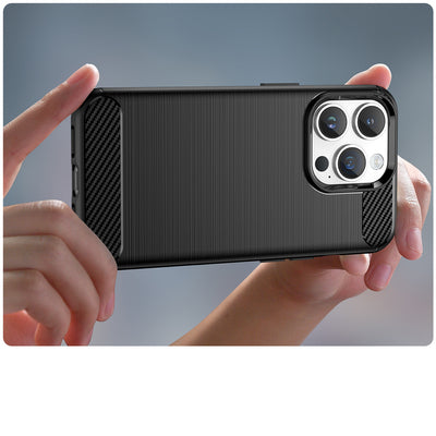 Carbon Case iPhone 14 Pro flexible gel back cover black — Hurtel