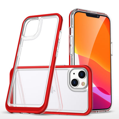 Clear 3in1 case for iPhone 14 Plus silicone cover with frame red — Hurtel
