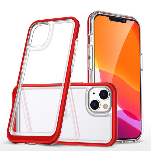 Clear 3in1 case for iPhone 14 Plus silicone cover with frame red — Hurtel