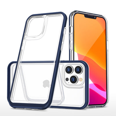 Clear 3in1 case for iPhone 14 Pro silicone cover with frame blue — Hurtel