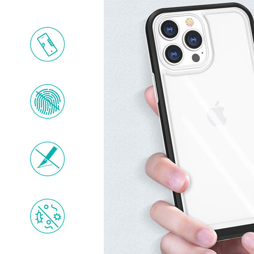 Clear 3in1 case for iPhone 14 Pro silicone cover with frame blue — Hurtel