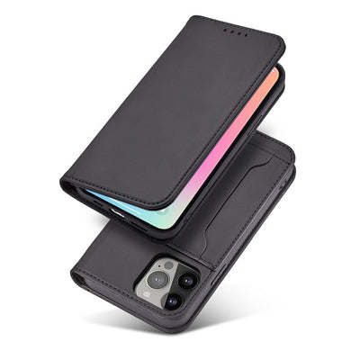 Magnet Card Case case for iPhone 14 Pro flip cover wallet stand black — Hurtel