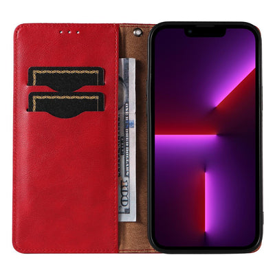 Magnet Strap Case iPhone 14 Plus Case with Flip Wallet Mini Lanyard Stand Red — Hurtel