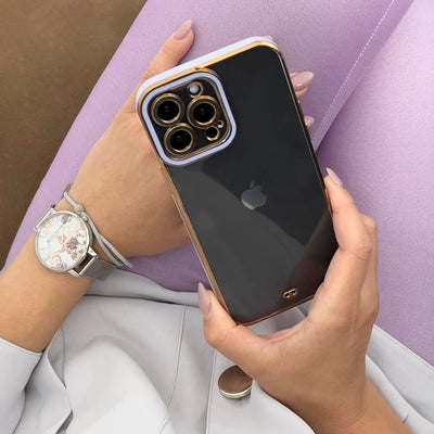 Fashion Case for iPhone 12 Pro Gold Frame Gel Cover Purple — Hurtel