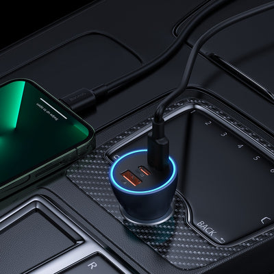 Baseus Golden Contactor Pro car charger USB-A + 2x USB-C 65W dark gray (CGJP010013)