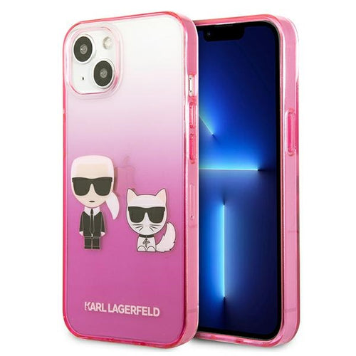 Karl Lagerfeld Gradient Ikonik Karl&Choupette Case for iPhone 13 mini - Pink