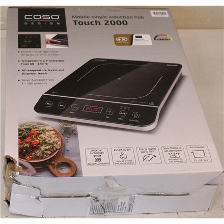 SALE OUT. Caso Touch 2000 Hob, Induction, Width 29 cm, 1 cooking zone, Touch control, Black | Caso | Hob | Touch 2000 |