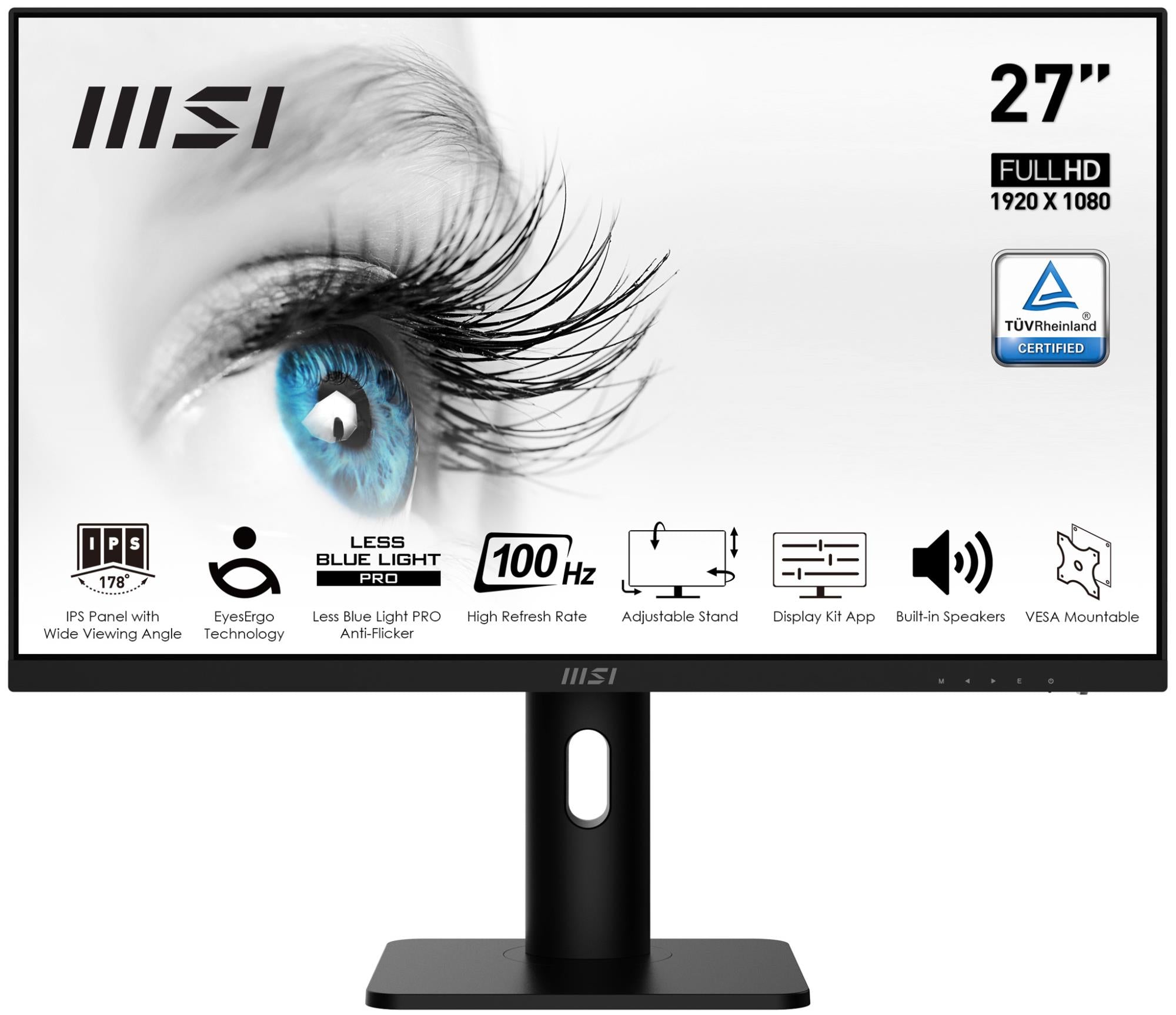LCD Monitor MSI PRO MP273AP 27" Panel IPS 1920x1080 16:9 100Hz Matte 4 ms Speakers Swivel Pivot Height adjustable Tilt Colour Black PROMP273AP