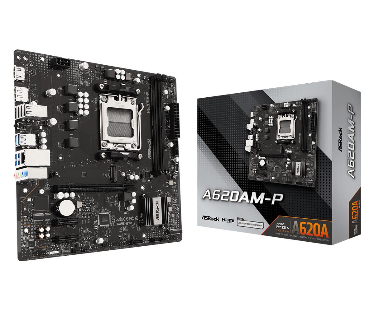 Mainboard ASROCK AMD A620A Socket AM5 micro ATX RAM DDR5-SDRAM 2xSlots 1xNumber of M.2 (M) slots A620AM-P