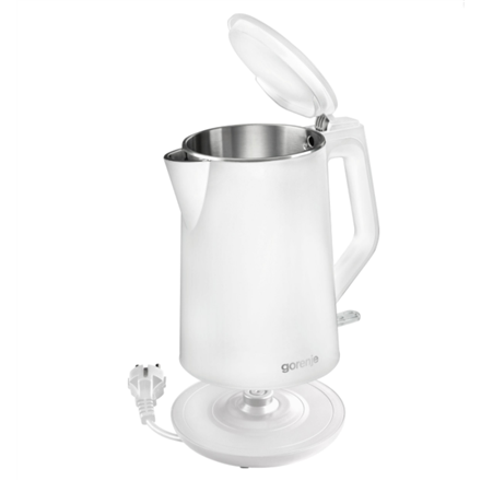 Gorenje | Kettle | K15DWW | Electric | 2200 W | 1.5 L | Plastic/Metal | 360° rotational base | White