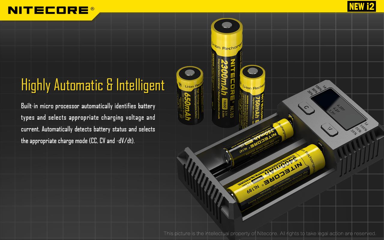 BATTERY CHARGER 2-SLOT/INTELLICHARGER NEW I2 NITECORE