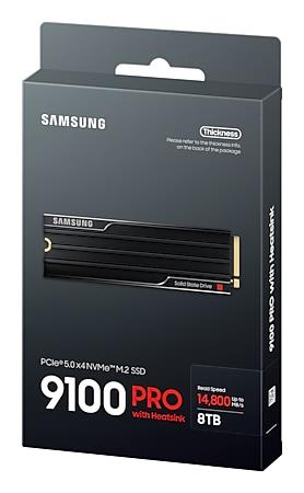 SSD SAMSUNG 9100 PRO 8TB M.2 NVMe TLC Write speed 13400 MBytes/sec Read speed 14800 MBytes/sec 3.88mm TBW 4800 TB MZ-VAP8T0CW