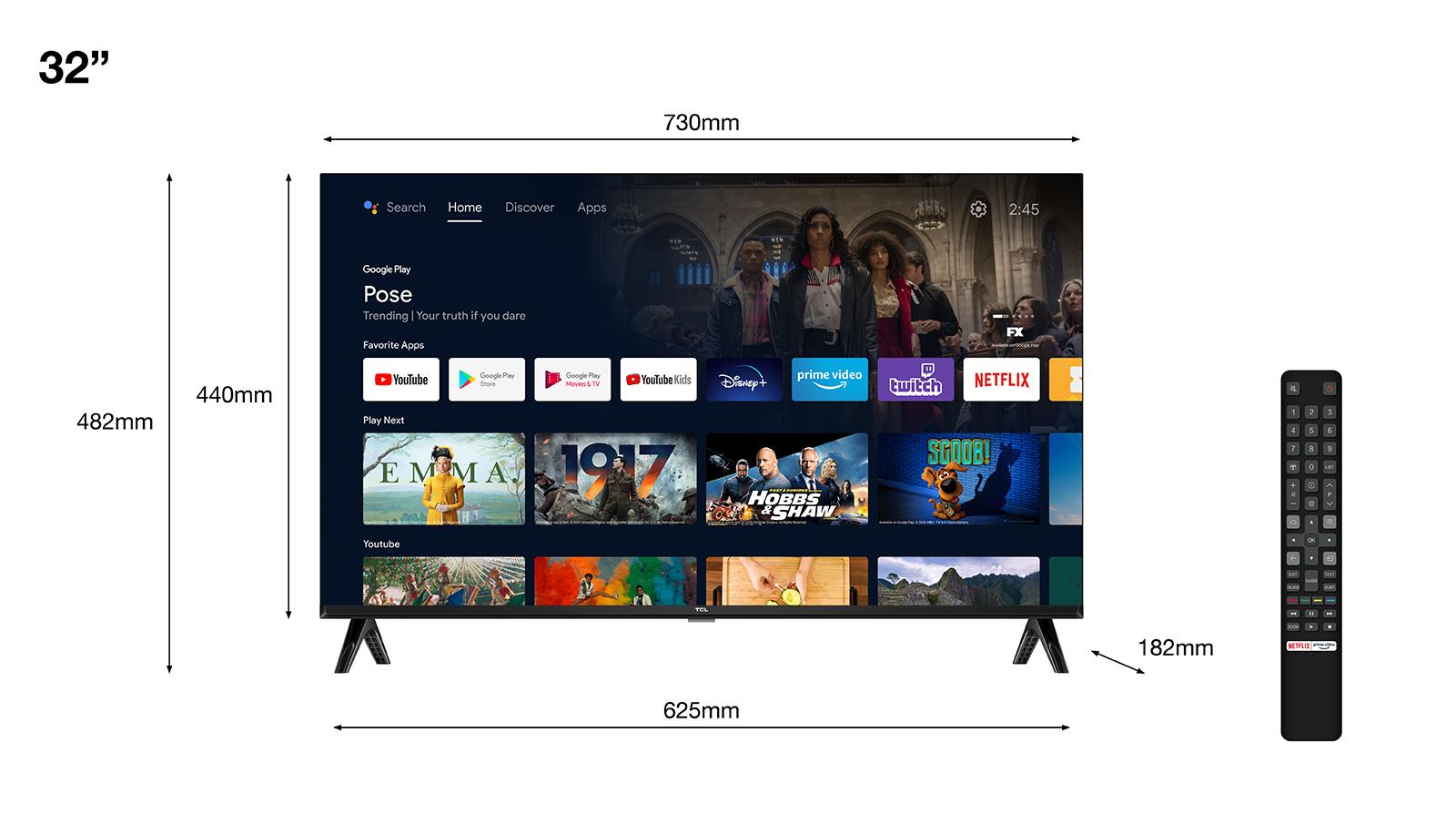 TV Set TCL 32" Smart/HD 1366x768 Wireless LAN Android TV 32S5400A