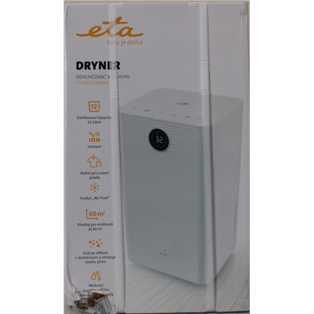 SALE OUT. ETA ETA363090000 DRYNER Dehumidifier, Tank volume (water) 2 l, Suitable for spaces up to 60 m², White | ETA De