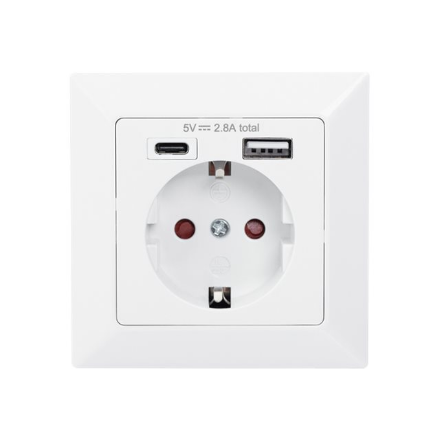 Digitus | Safety Plug for Flush Mounting with 1 x USB Type-C, 1 x USB A
