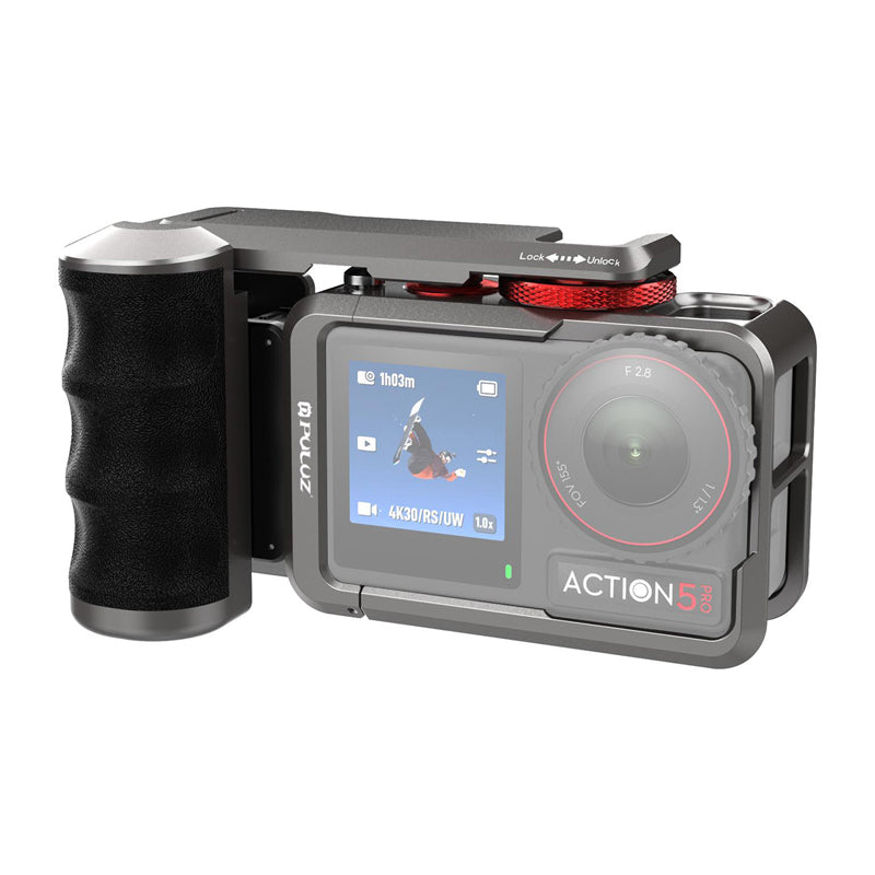 Metal protective case with Puluz handle for DJI Osmo Action 5 Pro / Action 4 / Action 3 - Image 1