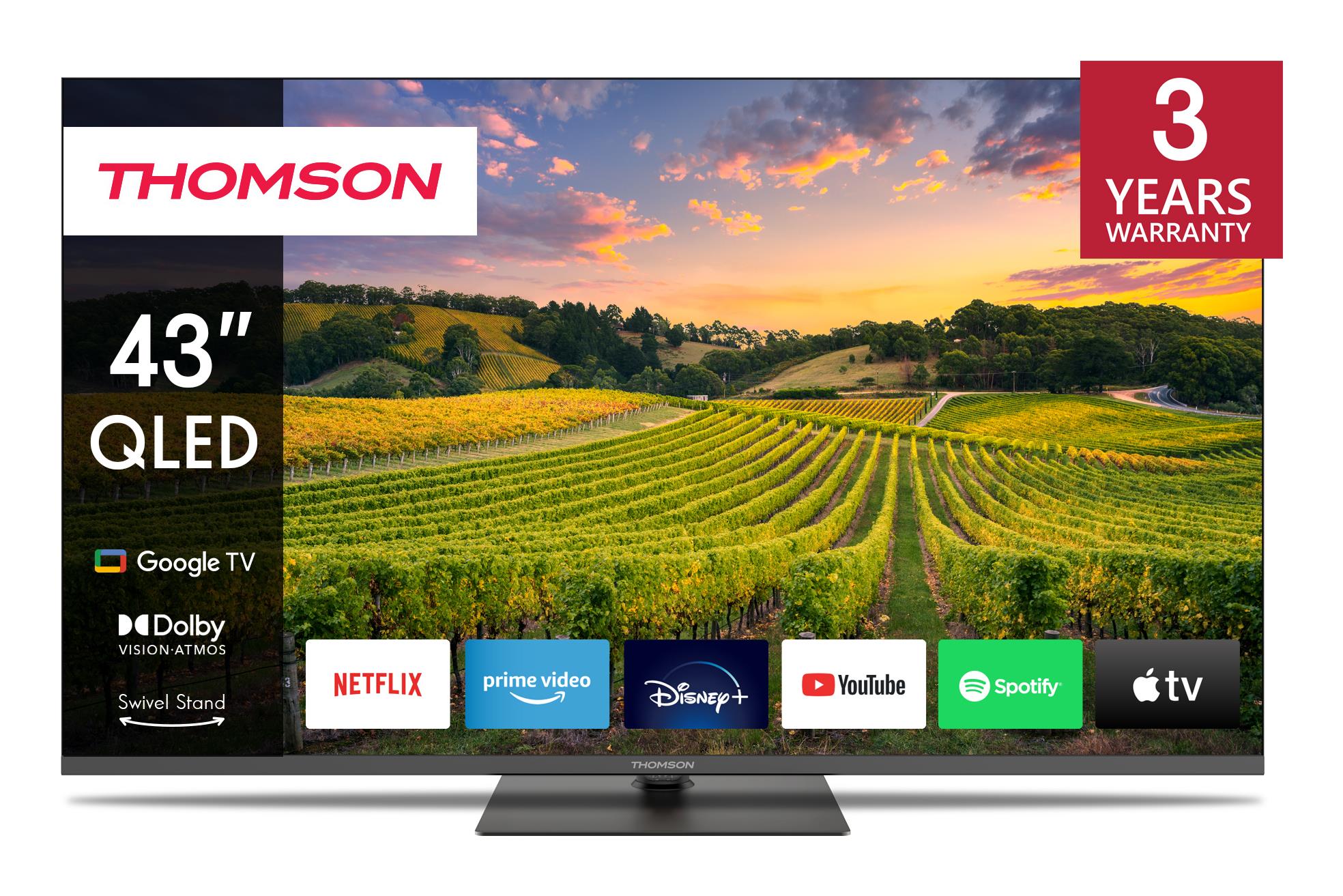 TV Set THOMSON 43" 4K/Smart QLED 3840x2160 Bluetooth Google TV 43QG5C14
