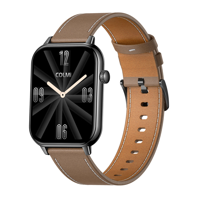 COLMI C28 Smartwatch – Black + Brown Leather Strap - Image 4