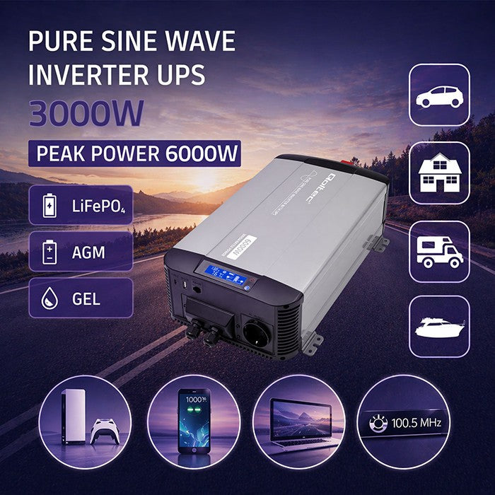 Pure Sine Wave inverter 12V to 230V 3000W 6000W