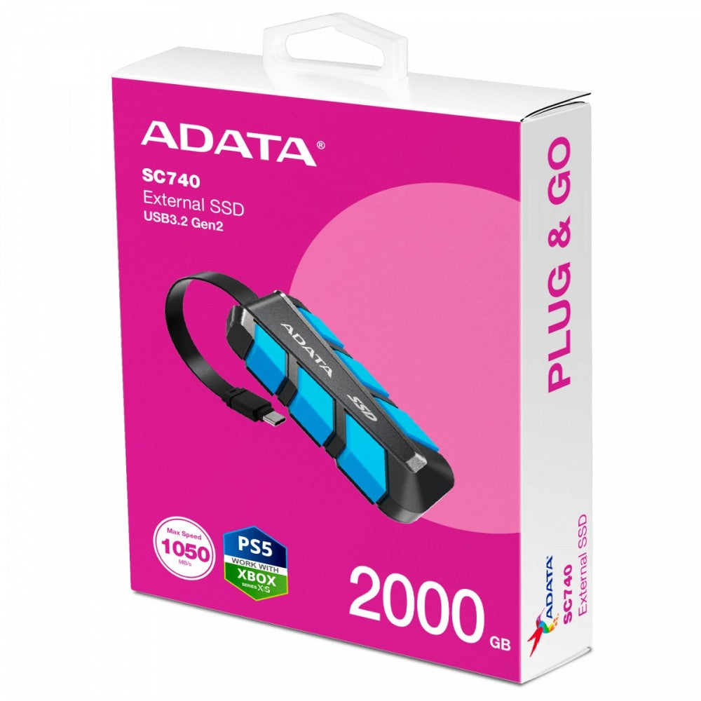External SSD SC740 2TB U3.2C 1050/1000 MB/s blue