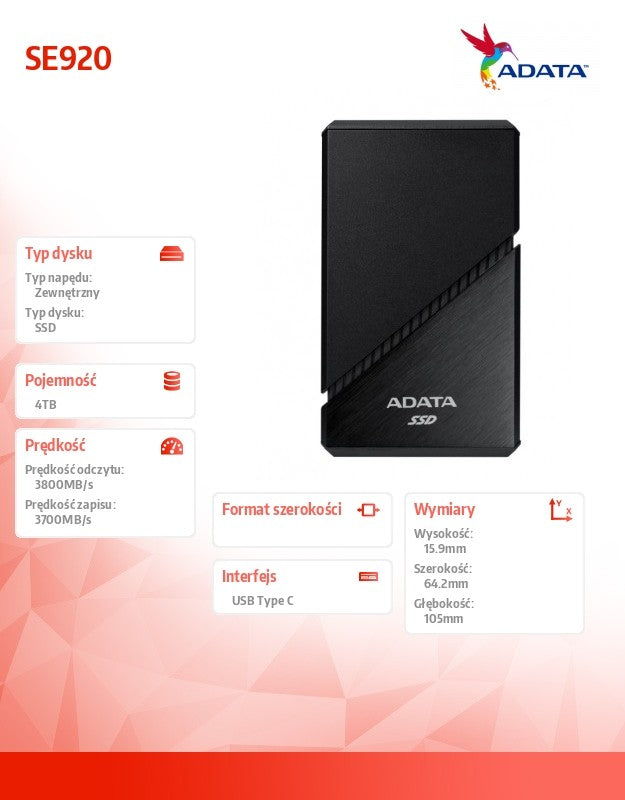 SSD External Disk SE920 4TB USB4C 3800/3700 MB/s Black