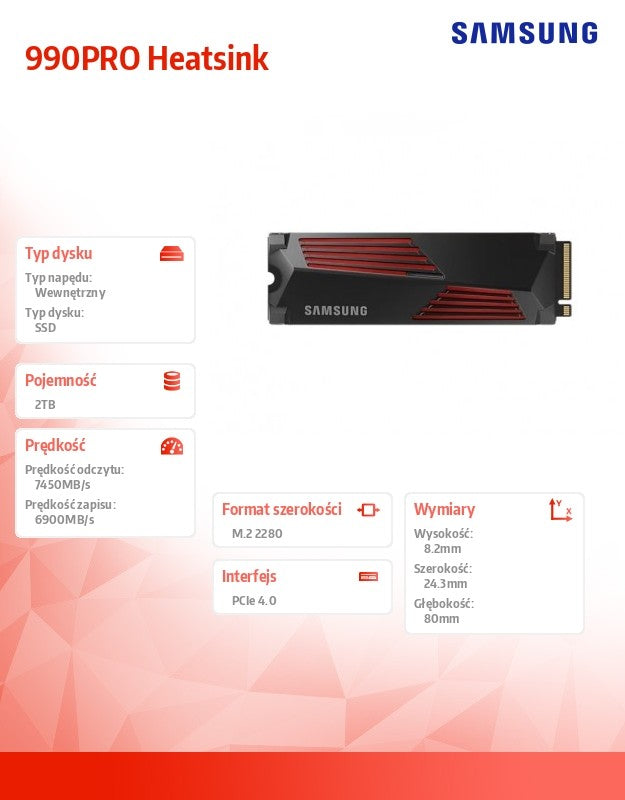 SSD drive 990PRO Heatsink NVMe 2TB