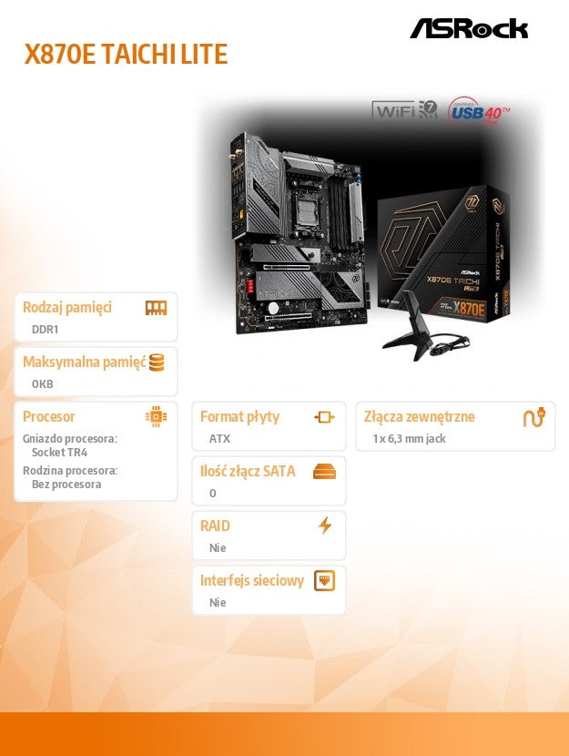 X870E TAICHI LITE AM5 4DDR5 M.2 EATX