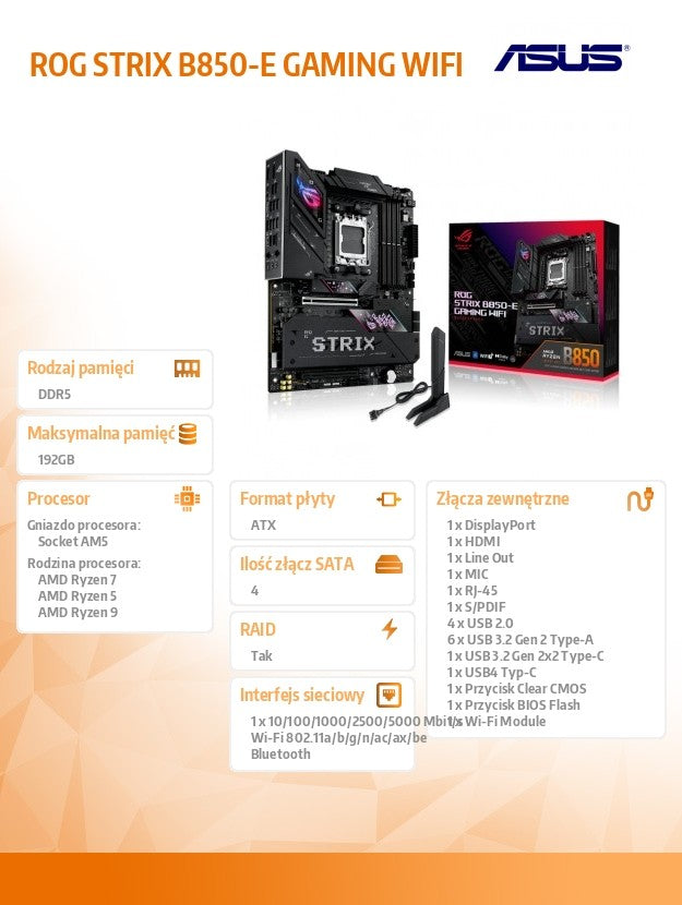 Motherboard ROG STRIX B850-E GAMING WIFI