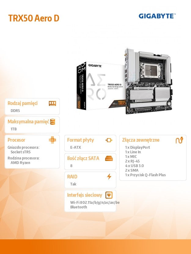 Motherboard TRX50 AERO D sTR5 4DDR5 HDMI USB/4M.2 eATX