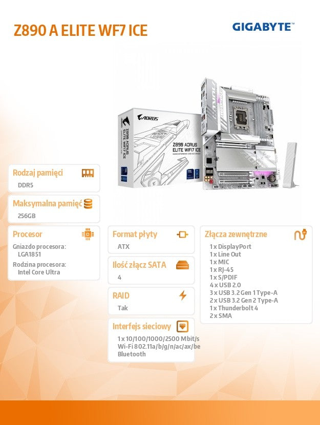 Motherboard Z890 A ELITE WF7 ICE