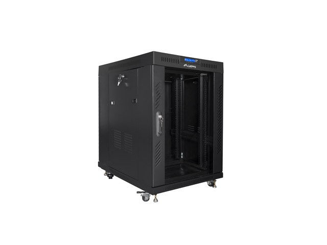 Installation cabinet rack 19 15U 600x800 black, glass door lcd (flat pack)