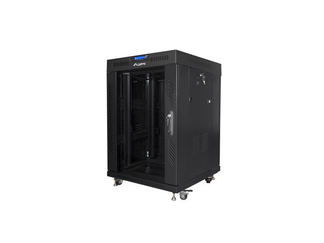 Rack installation, standing 19 15U 600X600 black, glass door (flat pack)