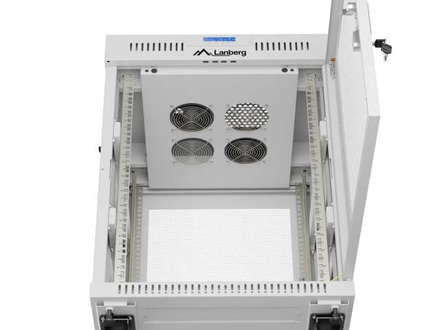 19-inch 15U floor-standing rack cabinet, 600x600, perforated door, LCD (flat-pack), grey