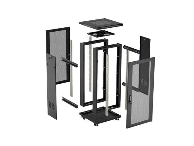 19-inch 18U floor-standing rack cabinet, 600x800, perforated door, (flat-pack), black
