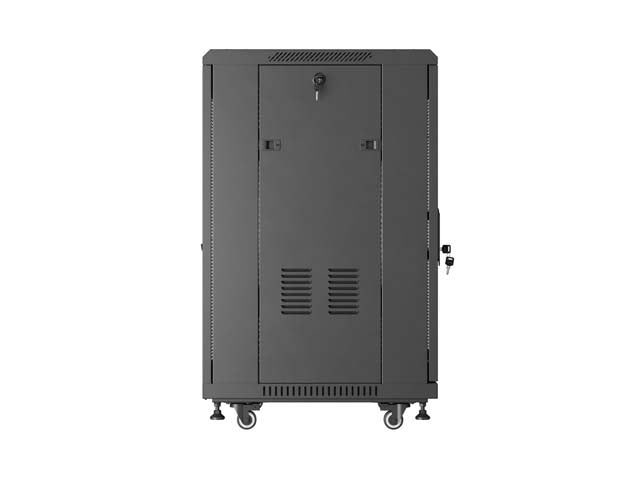 19-inch 18U floor-standing rack cabinet, 600x800, perforated door, (flat-pack), black