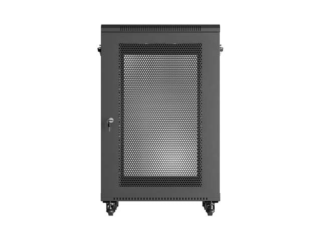 19-inch 18U floor-standing rack cabinet, 600x800, perforated door, (flat-pack), black