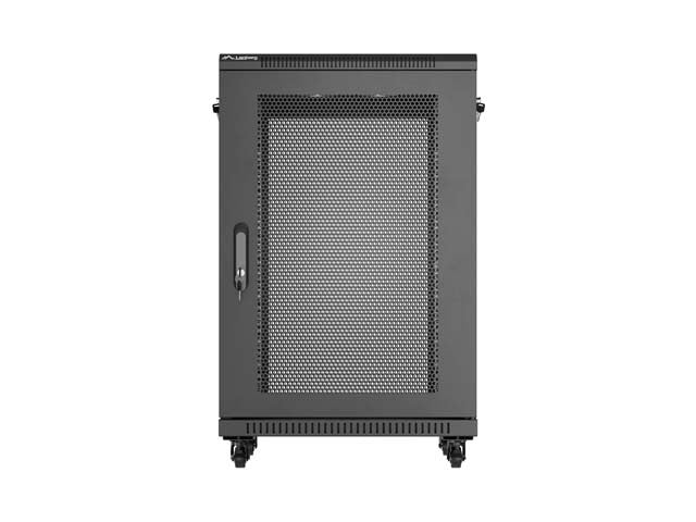19-inch 18U floor-standing rack cabinet, 600x800, glass door, (flat-pack), black